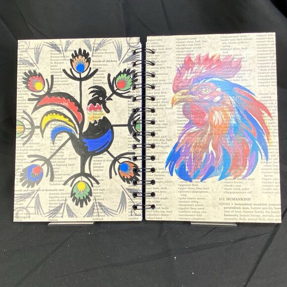 Journal Unique Rooster Lovers Designs Handmade Upcycle Spiral Notebook Barnyard - Picture 6 of 7